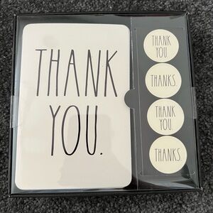 Rae Dunn Thank You Note Card Set with Stickers Black and White NEW